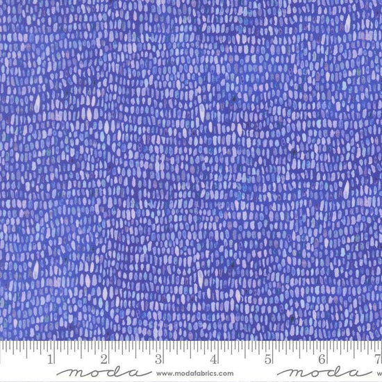 Image of Delphinium Palette Agapanthus quilting cotton by Janet Clare for Moda Fabrics. Features dots on a blue background. Cute Little Fabric Shop.