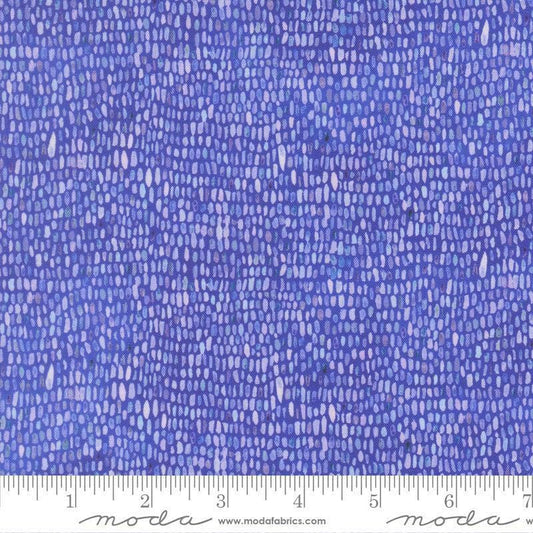 Image of Delphinium Palette Agapanthus quilting cotton by Janet Clare for Moda Fabrics. Features dots on a blue background. Cute Little Fabric Shop.