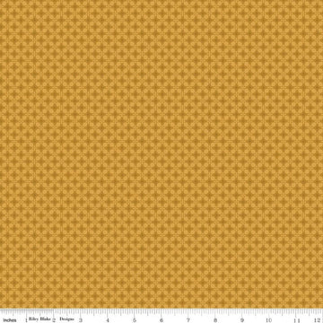 Image of Bountiful Geometric Gold quilting cotton fabric by Sandy Gervais for Riley Blake Designs. Features a geometric pattern on a yellow background. Cute Little Fabric Shop.