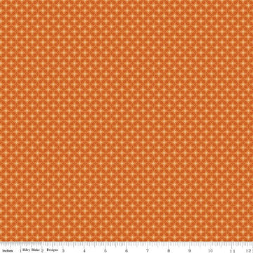 Image of Bountiful Geometric Autumn quilting cotton fabric by Sandy Gervais for Riley Blake Designs. Features a geometric pattern on an orange background. Cute Little Fabric Shop.