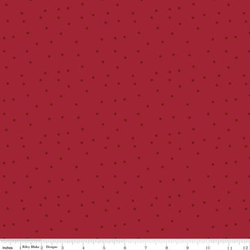 Image of Christmas Time Dots Red quilting cotton fabric by Dani Mogstad for Riley Blake Designs. Features polka dots on a red background. Cute Little Fabric Shop.