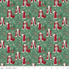 Image of Christmas Time Main Green quilting cotton fabric by Dani Mogstad for Riley Blake Designs. Features Santas on a green background. Cute Little Fabric Shop.