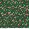 Image of Christmas Time Deer Forest quilting cotton fabric by Dani Mogstad for Riley Blake Designs. Features deer on a green background. Cute Little Fabric Shop.