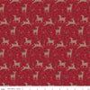 Image of Christmas Time Deer Red quilting cotton fabric by Dani Mogstad for Riley Blake Designs. Features deer on a red background. Cute Little Fabric Shop.