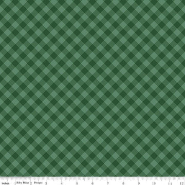 Image of Christmas Time Plaid Forest quilting cotton fabric by Dani Mogstad for Riley Blake Designs. Features plaid on a green background. Cute Little Fabric Shop.