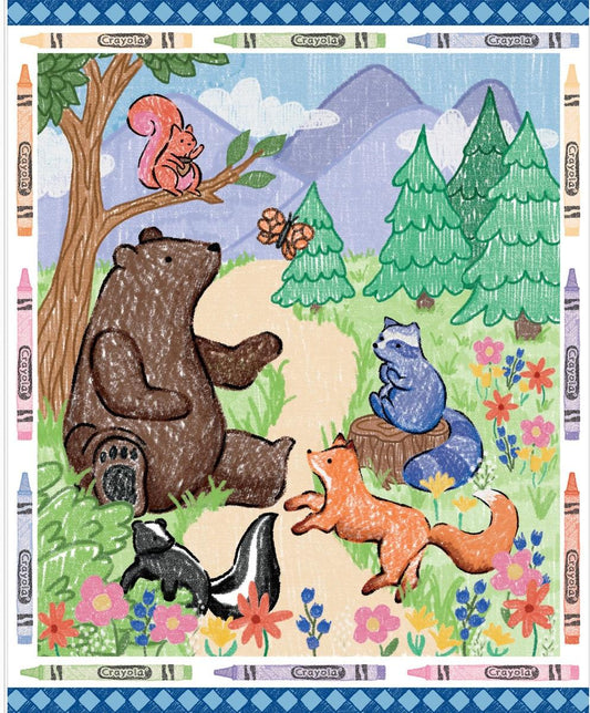 SALE Colorful Critters Panel Animals Fabric - P17915 - Riley Blake Quilting Cotton Fabric Licensed Product