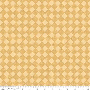 Image of Colorful Critters Check Yellow Quilting Cotton Fabric by Official Licensed Product for Riley Blake Designs. Features checks on a yellow background. Cute Little Fabric Shop.