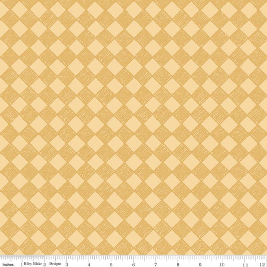 Image of Colorful Critters Check Yellow Quilting Cotton Fabric by Official Licensed Product for Riley Blake Designs. Features checks on a yellow background. Cute Little Fabric Shop.