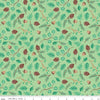 Image of Colorful Critters Botanical Green Quilting Cotton Fabric by Official Licensed Product for Riley Blake Designs. Features leaves on a green background. Cute Little Fabric Shop.