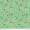 Image of Colorful Critters Botanical Green Quilting Cotton Fabric by Official Licensed Product for Riley Blake Designs. Features leaves on a green background. Cute Little Fabric Shop.