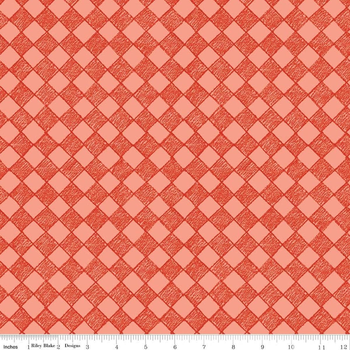 Image of Colorful Critters Check Orange Quilting Cotton Fabric by Official Licensed Product for Riley Blake Designs. Features checks on an orange background. Cute Little Fabric Shop.