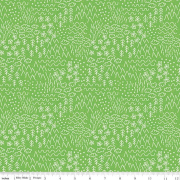 Image of Colorful Critters Sketch Green Quilting Cotton Fabric by Official Licensed Product for Riley Blake Designs. Features crayon drawings on a green background. Cute Little Fabric Shop.