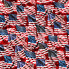 Image of Stars, Stripes, & Steel Waving American Flag Brick quilting cotton fabric by Morris Creative Group for QT Fabrics. Features american flags on a red background. Cute Little Fabric Shop.