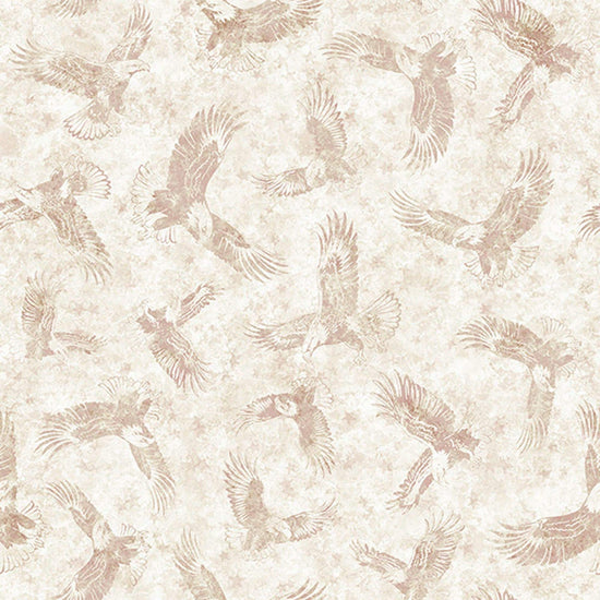 Image of Stars, Stripes, & Steel American Eagle Tonal Birch quilting cotton fabric by Morris Creative Group for QT Fabrics. Features tonal eagles on a cream background. Cute Little Fabric Shop.