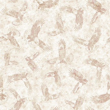 Image of Stars, Stripes, & Steel American Eagle Tonal Birch quilting cotton fabric by Morris Creative Group for QT Fabrics. Features tonal eagles on a cream background. Cute Little Fabric Shop.