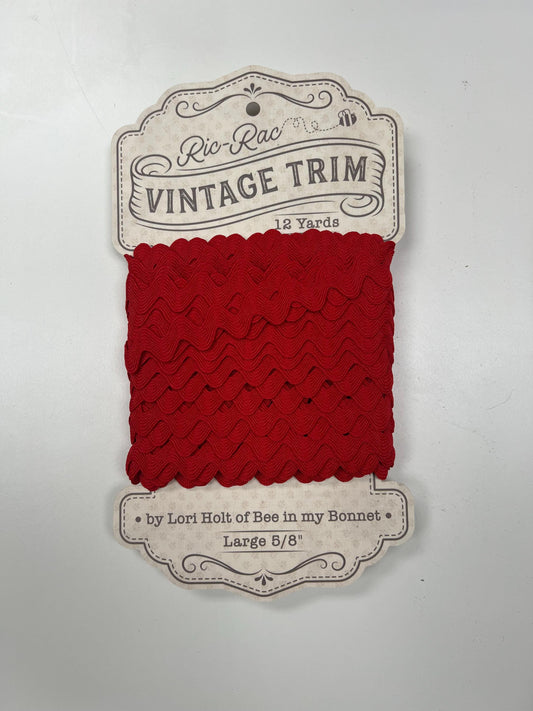 SALE Lori Holt Vintage Trim Large on Spool STVT-8533 Riley Red - Riley Blake Designs - 12 Yards of 5/8" Polyester Trim