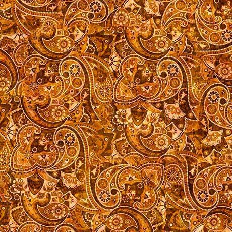 MINKY Yippie Ki Yay! Bandana Paisley Paprika Orange Printed Persian Fabric - 31496 - QT Fabrics 100% Polyester