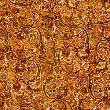 MINKY Yippie Ki Yay! Bandana Paisley Paprika Orange Printed Persian Fabric - 31496 - QT Fabrics 100% Polyester