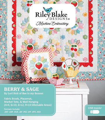 SALE Machine Embroidery Berry & Sage Projects - ME018BS25R4 - Riley Blake USB INSTRUCTIONS Only