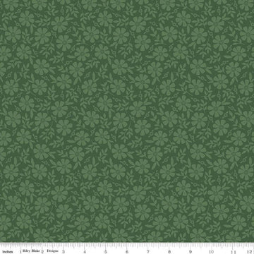Image of Orchard House Tonal Flowers Green quilting cotton fabric by Heather Peterson for Riley Blake Designs. Features flowers on a green background. Cute Little Fabric Shop.