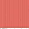 Image of Orchard House Scallops Coral quilting cotton fabric by Heather Peterson for Riley Blake Designs. Features a geometric pattern on a pink background. Cute Little Fabric Shop.