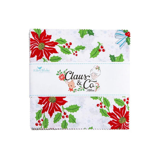 Claus & Co. 5" Stacker Christmas Fabric - 5-17740-42 - 42-Piece Precut - Riley Blake Quilting Cotton Fabric