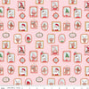 Image of Claus & Co. Wallpaper Pink Sparkle quilting cotton fabric by Melissa Mortenson for Riley Blake Designs. Features pictures on a pink background. Cute Little Fabric Shop.