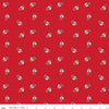 Image of Claus & Co. Candy Cane Toss Red quilting cotton fabric by Melissa Mortenson for Riley Blake Designs. Features candy canes on a red background. Cute Little Fabric Shop.