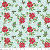 Image of Claus & Co. Main Blue quilting cotton fabric by Melissa Mortenson for Riley Blake Designs. Features flowers on a blue background. Cute Little Fabric Shop.