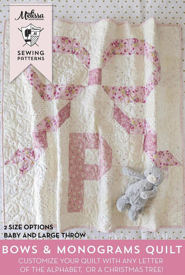 Bows & Monograms Quilt PATTERN Letter Pattern - Riley Blake INSTRUCTIONS Only