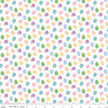 Image of Seasonal Basics Egg Toss White quilting cotton fabric by Christopher Thompson for Riley Blake Designs. Features eggs on a white background. Cute Little Fabric Shop.