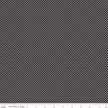 Image of Seasonal Basics Gingham Black on Gray quilting cotton fabric by The RBD Designers for Riley Blake Designs. Features gingham on a gray background. Cute Little Fabric Shop.