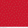 Image of Seasonal Basics Candy Canes Ren quilting cotton fabric by Christopher Thompson for Riley Blake Designs. Features candy canes on a red background. Cute Little Fabric Shop.