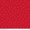 Image of Seasonal Basics Candy Canes Ren quilting cotton fabric by Christopher Thompson for Riley Blake Designs. Features candy canes on a red background. Cute Little Fabric Shop.