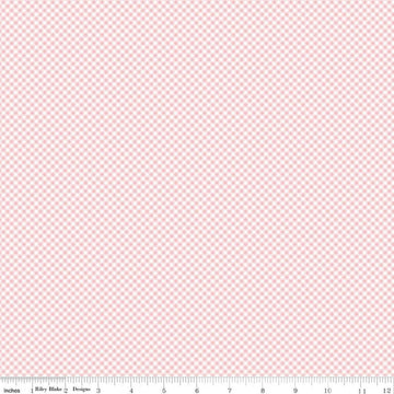 Image of Seasonal Basics Gingham Pink quilting cotton fabric by The RBD Designers for Riley Blake Designs. Features gingham on a pink background. Cute Little Fabric Shop.