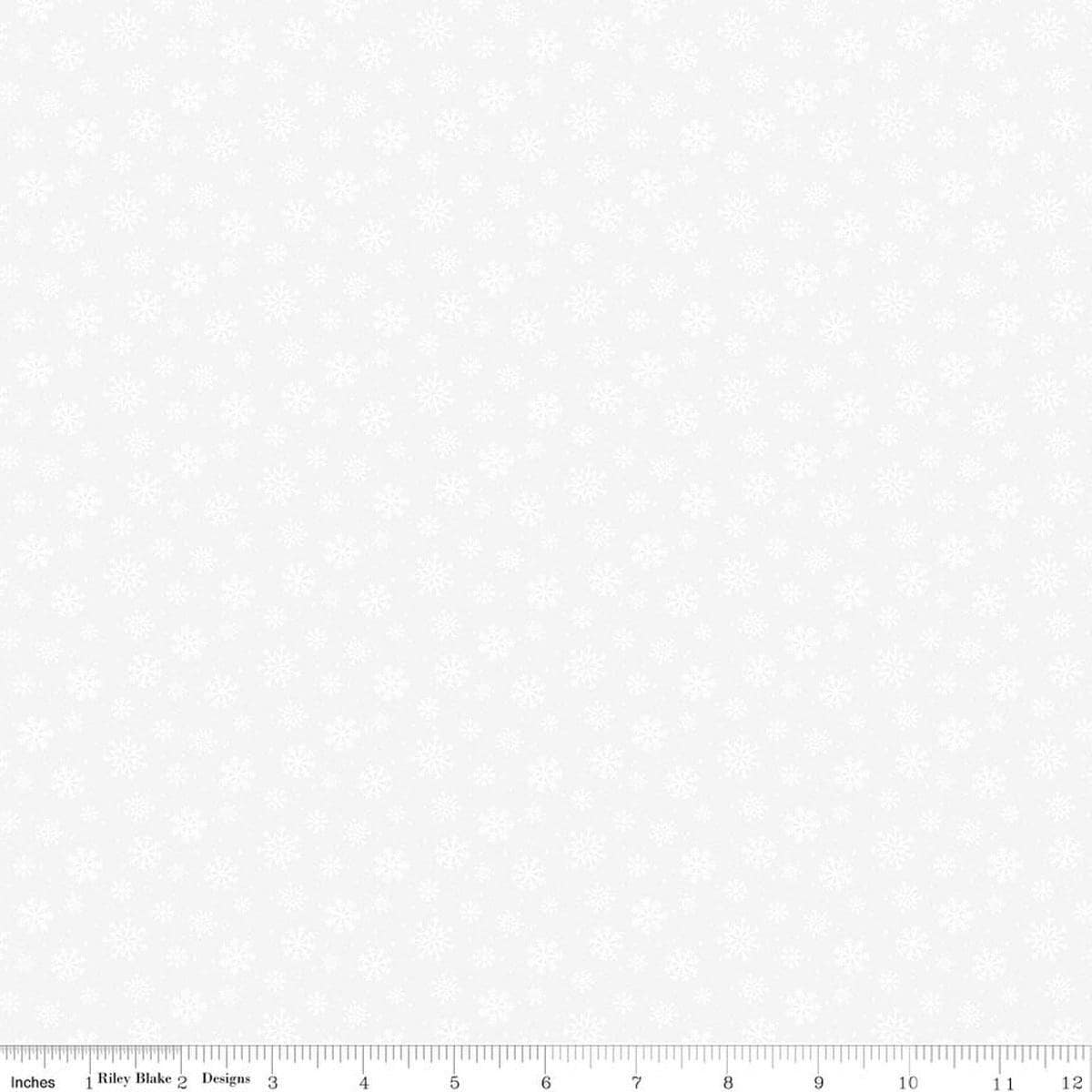 Image of Seasonal Basics Snowflakes White quilting cotton fabric by Christopher Thompson for Riley Blake Designs. Features snowflakes on a white background. Cute Little Fabric Shop.