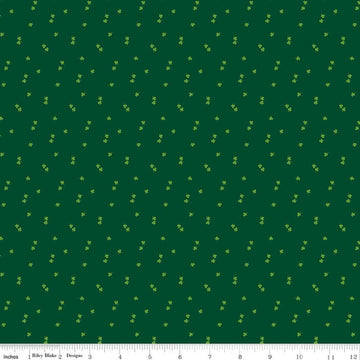 Image of Seasonal Basics Clovers Green quilting cotton fabric by Christopher Thompson for Riley Blake Designs. Features clovers on a green background. Cute Little Fabric Shop.