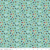 Image of Happy Haven Bug Life Aqua quilting cotton fabric by Shawn Wallace for Riley Blake Designs. Features bugs on a blue background. Cute Little Fabric Shop.