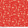 Image of Happy Haven Let's Camp Red quilting cotton fabric by Shawn Wallace for Riley Blake Designs. Features camping gear on a red background. Cute Little Fabric Shop.