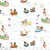 Image of Happy Haven The Good Life White quilting cotton fabric by Shawn Wallace for Riley Blake Designs. Features lake scenes on a white background. Cute Little Fabric Shop.