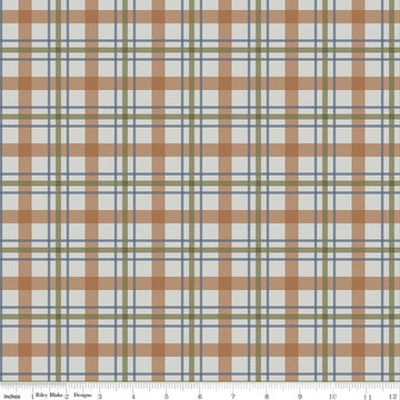 Image of Designer Flannel Cretaceous Plaid Gray flannel cotton fabric by Amanda Niederhauser for Riley Blake Designs. Features plaid on a gray background. Cute Little Fabric Shop.
