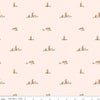Image of Designer Flannel Sweet Cotton Tales Flopsy Fields Blush quilting cotton fabric by Little Forest Atelier for RIley Blake Designs. Features bunnies on a cream background. Cute Little Fabric Shop.