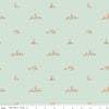 Image of Designer Flannel Sweet Cotton Tales Flopsy Fields Mint quilting cotton fabric by Little Forest Atelier for RIley Blake Designs. Features bunnies on a green background. Cute Little Fabric Shop.