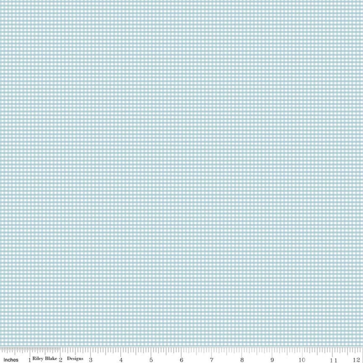 Image of Designer Flannel Micro Gingham Blue flannel cotton fabric by The RBD Designers for Riley Blake Designs. Features gingham on a blue background. Cute Little Fabric Shop.