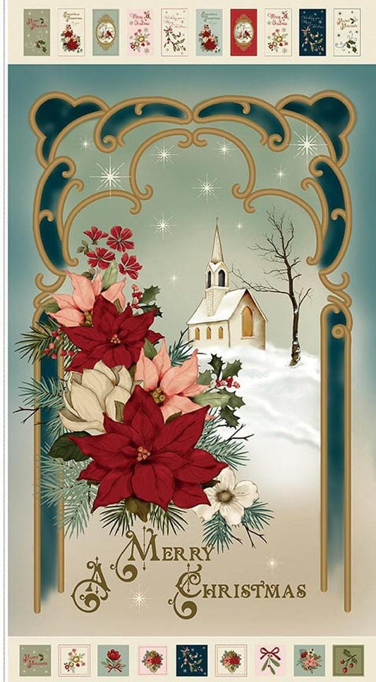 SALE Christmas Greetings Panel DIGITALLY PRINTED Fabric - PD17669 - Riley Blake Quilting Cotton Fabric
