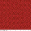 Image of Christmas Greetings Scroll Red quilting cotton fabric by Sandy Gervais for Riley Blake Designs. Features swirls on a red background. Cute Little Fabric Shop.