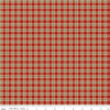 Image of Christmas Greetings Plaid Red quilting cotton fabric by Sandy Gervais for Riley Blake Designs. Features plaid on a red background. Cute Little Fabric Shop.
