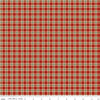 Image of Christmas Greetings Plaid Red quilting cotton fabric by Sandy Gervais for Riley Blake Designs. Features plaid on a red background. Cute Little Fabric Shop.