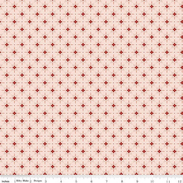 Image of Christmas Greetings Twinkle Pink quilting cotton fabric by Sandy Gervais for Riley Blake Designs. Features a geometric pattern on a pink background. Cute Little Fabric Shop.