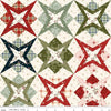 Image of Christmas Greetings Cheater Print Multi quilting cotton fabric by Sandy Gervais for Riley Blake Designs. Features printed star fabric on a cream background. Cute Little Fabric Shop.